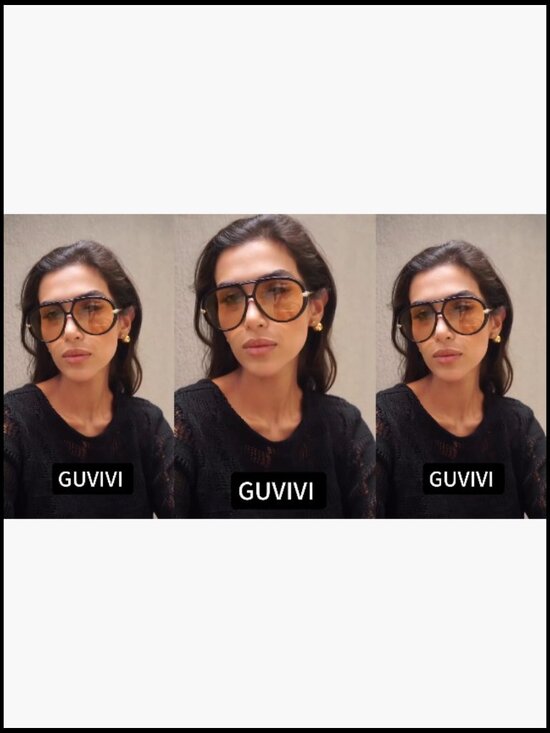 Oversized Aviator Sunglasses Retro Gold Metal Frame Vintage Chic Sun Glasses main image 3